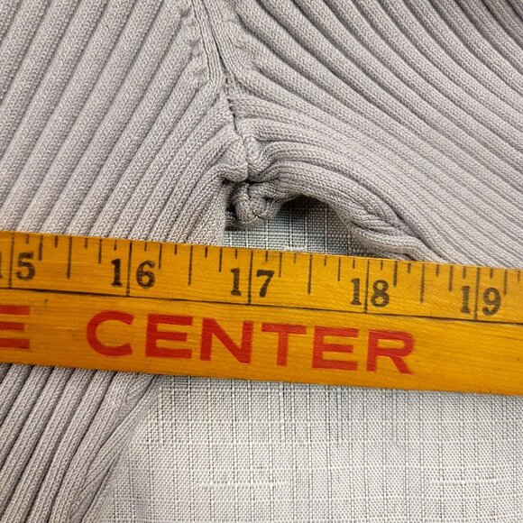 Worthington Womens Heavy Ribbed Knit Faux Wrap Top Empire Waist Large Gray - Picture 7 of 8